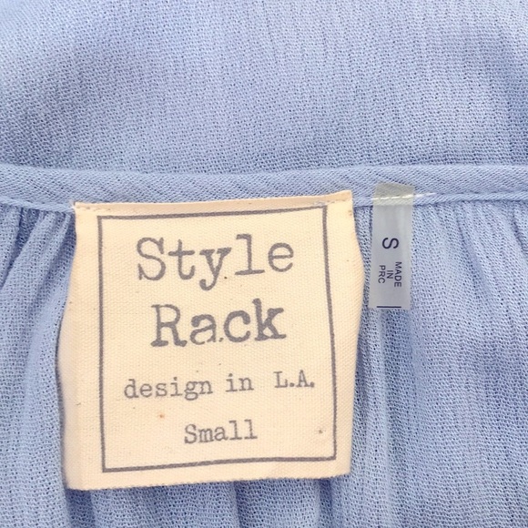 Style Rack Women’s Baby Blue Long Sleeve Blouson Mini Dress Size Small - Picture 7 of 8